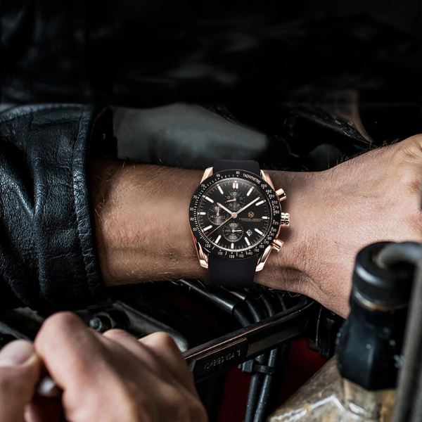 Relógio Masculino Automático com Pulseira de Borracha - Pagani V77